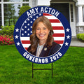Amy Acton For Ohio Governor 2026 Yard Sign, Corrugated Plastic Governor Elections Race Red White & Blue Yard Sign with Metal H-Stake