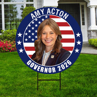 Amy Acton For Ohio Governor 2026 Yard Sign, Corrugated Plastic Governor Elections Race Red White & Blue Yard Sign with Metal H-Stake