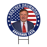 Gentner Drummond For Governor 2026 Yard Sign, Corrugated Plastic Governor Elections Race Red White & Blue Yard Sign with Metal H-Stake