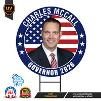 Charles McCall For Oklahoma Governor 2026 Yard Sign, Corrugated Plastic Governor Elections Race Red White Blue Yard Sign with Metal H-Stake