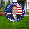 Charles McCall For Oklahoma Governor 2026 Yard Sign, Corrugated Plastic Governor Elections Race Red White Blue Yard Sign with Metal H-Stake