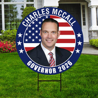 Charles McCall For Oklahoma Governor 2026 Yard Sign, Corrugated Plastic Governor Elections Race Red White Blue Yard Sign with Metal H-Stake