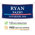 Ryan Fazio For Connecticut U.S. Governor Banner Sign, 13 oz Waterproof US Governor Election 2026 Vinyl Banner With Metal Grommets