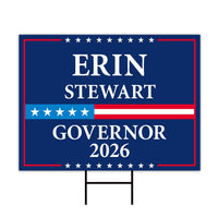 Erin Stewart For Connecticut Governor 2026 Yard Sign, Corrugated Plastic Governor Elections Race Red White Blue Yard Sign with Metal H-Stake