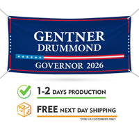 Gentner Drummond For Oklahoma U.S. Governor Banner Sign, 13 oz Waterproof US Governor Election 2026 Vinyl Banner With Metal Grommets