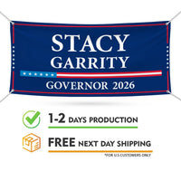 Stacy Garrity For Pennsylvania U.S. Governor Banner Sign, 13 oz Waterproof US Governor Election 2026 Vinyl Banner With Metal Grommets