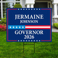 Jermaine Johnson For South Carolina Governor 2026 Yard Sign, Corrugated Governor Elections Race Red White Blue Yard Sign with Metal H-Stake