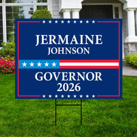 Jermaine Johnson For South Carolina Governor 2026 Yard Sign, Corrugated Governor Elections Race Red White Blue Yard Sign with Metal H-Stake