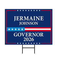 Jermaine Johnson For South Carolina Governor 2026 Yard Sign, Corrugated Governor Elections Race Red White Blue Yard Sign with Metal H-Stake