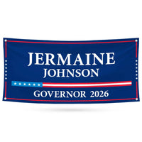 Jermaine Johnson For South Carolina U.S. Governor Banner Sign, 13 oz Waterproof US Governor Election 2026 Vinyl Banner With Metal Grommets