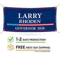 Larry Rhoden For South Dakota U.S. Governor Banner Sign, 13 oz Waterproof US Governor Election 2026 Vinyl Banner With Metal Grommets