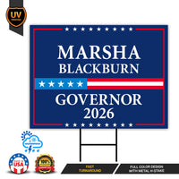 Marsha Blackburn For Tennessee Governor 2026 Yard Sign, Corrugated Governor Elections Race Red White & Blue Yard Sign with Metal H-Stake