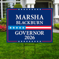 Marsha Blackburn For Tennessee Governor 2026 Yard Sign, Corrugated Governor Elections Race Red White & Blue Yard Sign with Metal H-Stake