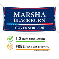 Marsha Blackburn For Tennessee U.S. Governor Banner Sign, 13 oz Waterproof US Governor Election 2026 Vinyl Banner With Metal Grommets