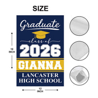 Personalized Graduation 2026 Garden Flag, Double-Sided Custom Name & School Name, Outdoor Graduation Decoration, Class of 2026 Yard Sign