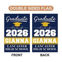 Personalized Graduation 2026 Garden Flag, Double-Sided Custom Name & School Name, Outdoor Graduation Decoration, Class of 2026 Yard Sign