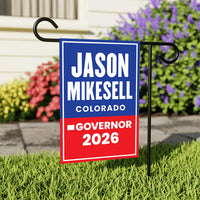 Jason Mikesell For Colorado Governor 2026 Garden Flag, Double Sided, 2026 Governor Flag, Elections Flag, Race Red White & Blue Flag