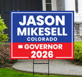 Jason Mikesell For Colorado Governor 2026 Yard Sign, Corrugated Plastic Governor Elections Race Red White Blue Yard Sign with Metal H-Stake