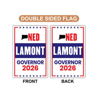 Ned Lamont For Connecticut Governor 2026 Garden Flag, Double Sided, 2026 Governor Flag, Democrate, Elections Flag, Race Red White Blue Flag