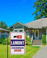 Ned Lamont For Connecticut Governor 2026 Garden Flag, Double Sided, 2026 Governor Flag, Democrate, Elections Flag, Race Red White Blue Flag