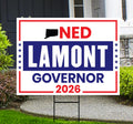 Ned Lamont For Connecticut Governor 2026 Yard Sign, Corrugated Plastic Governor Elections Race Red White & Blue Yard Sign with Metal H-Stake