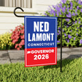 Ned Lamont For Connecticut Governor 2026 Garden Flag, Double Sided, 2026 Governor Flag, Democrate, Elections Flag, Race Red White Blue Flag