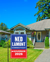 Ned Lamont For Connecticut Governor 2026 Garden Flag, Double Sided, 2026 Governor Flag, Democrate, Elections Flag, Race Red White Blue Flag