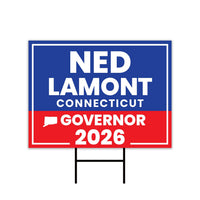 Ned Lamont For Connecticut Governor 2026 Yard Sign, Corrugated Plastic Governor Elections Race Red White & Blue Yard Sign with Metal H-Stake