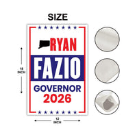 Ryan Fazio For Connecticut Governor 2026 Garden Flag, Double Sided, 2026 Governor Flag, Elections Flag, Race Red White & Blue Flag