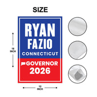 Ryan Fazio For Connecticut Governor 2026 Garden Flag, Double Sided, 2026 Governor Flag, Elections Flag, Race Red White & Blue Flag