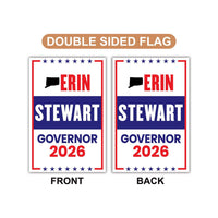 Erin Stewart For Connecticut Governor 2026 Garden Flag, Double Sided, 2026 Governor Flag, Elections Flag, Race Red White & Blue Flag