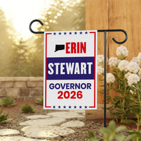Erin Stewart For Connecticut Governor 2026 Garden Flag, Double Sided, 2026 Governor Flag, Elections Flag, Race Red White & Blue Flag