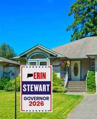 Erin Stewart For Connecticut Governor 2026 Garden Flag, Double Sided, 2026 Governor Flag, Elections Flag, Race Red White & Blue Flag