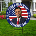 Vivek Ramaswamy For Ohio Governor 2026 Yard Sign, Corrugated Plastic Governor Elections Race Red White & Blue Yard Sign with Metal H-Stake
