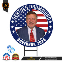 Gentner Drummond For Governor 2026 Yard Sign, Corrugated Plastic Governor Elections Race Red White & Blue Yard Sign with Metal H-Stake