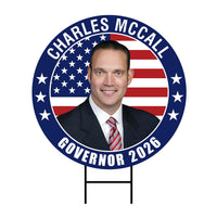 Charles McCall For Oklahoma Governor 2026 Yard Sign, Corrugated Plastic Governor Elections Race Red White Blue Yard Sign with Metal H-Stake
