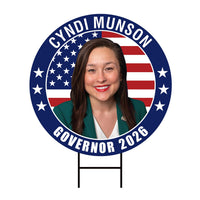 Cyndi Munson For Oklahoma Governor 2026 Yard Sign, Corrugated Plastic Governor Elections Race Red White & Blue Yard Sign with Metal H-Stake