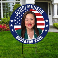 Cyndi Munson For Oklahoma Governor 2026 Yard Sign, Corrugated Plastic Governor Elections Race Red White & Blue Yard Sign with Metal H-Stake