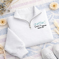 Embroidered Nurse Heartbeat Quarter Zip Sweatshirt, Stethoscope RN Pullover, BSN CNA Lpn Aprn Cma Zip Gift for Healthcare Workers