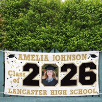 Personalized Graduation 2026 Banner Sign With Photo, Name & School, Class of 2026 Yard Banner, Graduation Party Decoration Vinyl Banner