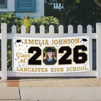 Personalized Graduation 2026 Banner Sign With Photo, Name & School, Class of 2026 Yard Banner, Graduation Party Decoration Vinyl Banner