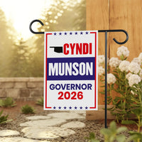 Cyndi Munson For Oklahoma Governor 2026 Garden Flag, Double Sided, 2026 Governor Flag, Democrate, Elections Flag, Race Red White & Blue Flag
