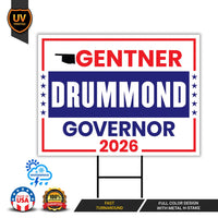 Gentner Drummond For Oklahoma U.S. Governor Yard Sign, 13 oz Waterproof US Governor Election 2026 Vinyl Yard With Metal Grommets