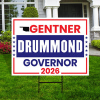 Gentner Drummond For Oklahoma U.S. Governor Yard Sign, 13 oz Waterproof US Governor Election 2026 Vinyl Yard With Metal Grommets