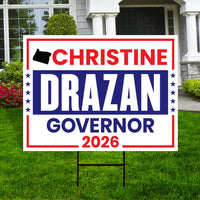 Christine Drazan For Oregon Governor 2026 Yard Sign, Corrugated Plastic Governor Elections Race Red White Blue Yard Sign with Metal H-Stake