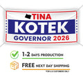Tina Kotek For Oregon U.S. Governor Banner Sign, 13 oz Waterproof US Governor Election 2026 Vinyl Banner With Metal Grommets