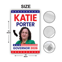 Katie Porter For California Governor 2026 Garden Flag, Double Sided, 2026 Governor Flag, Elections Flag, Race Red White & Blue Flag