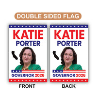 Katie Porter For California Governor 2026 Garden Flag, Double Sided, 2026 Governor Flag, Elections Flag, Race Red White & Blue Flag