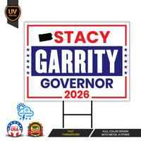 Stacy Garrity For Pennsylvania Governor 2026 Yard Sign, Corrugated Governor Elections Race Red White & Blue Yard Sign with Metal H-Stake