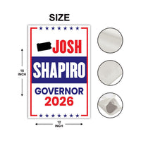 Josh Shapiro For Pennsylvania Governor 2026 Garden Flag, Double Sided, 2026 Governor Flag, Elections Flag, Race Red White & Blue Flag